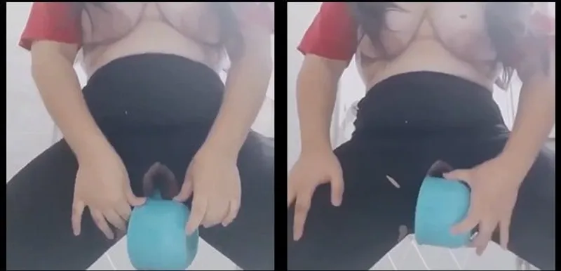 Em sục cây hàng với cán ca nhựa